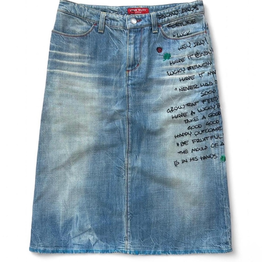 Miss Sixty y2k Embroidered Midi Skirt